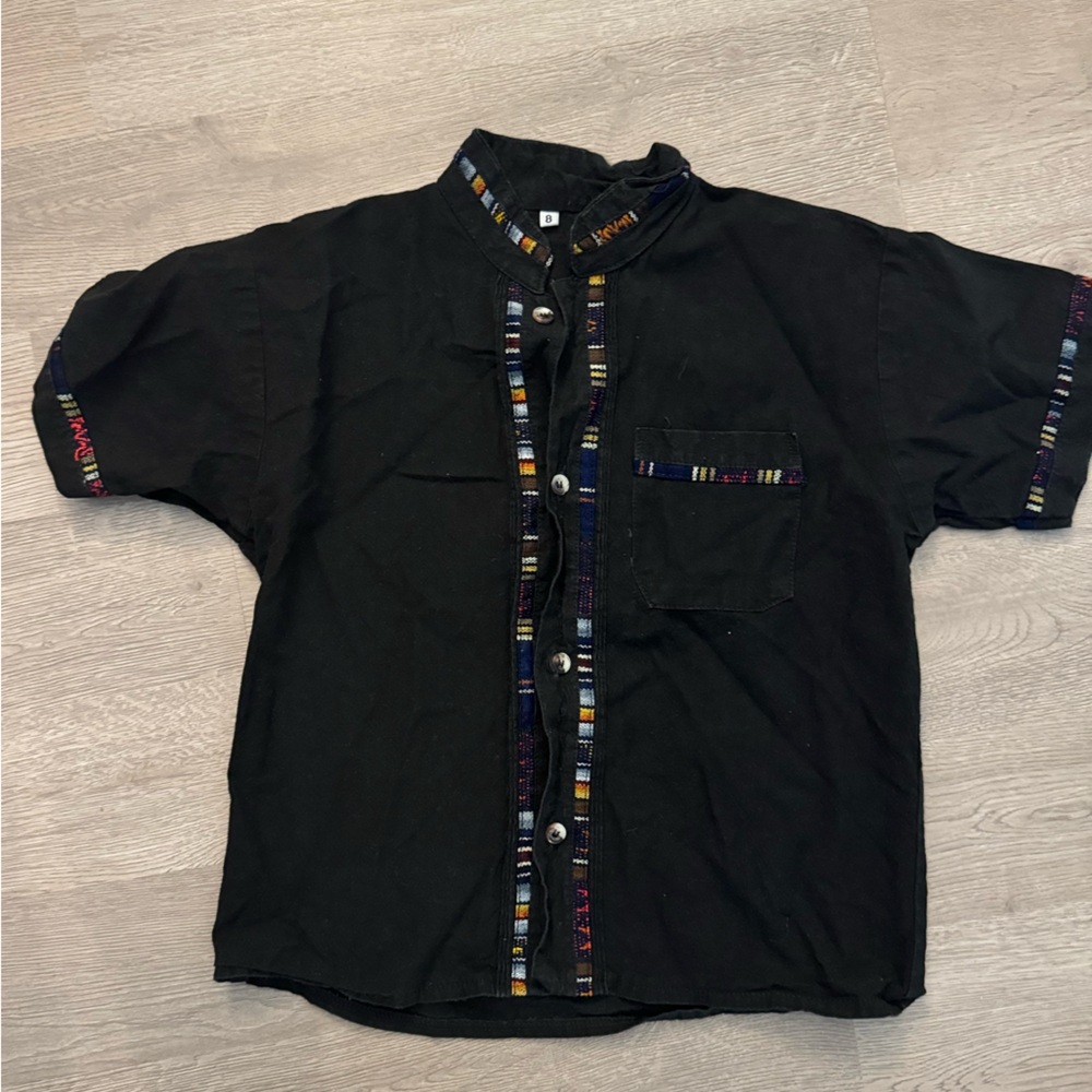 Black boys guayabera shirt 👕